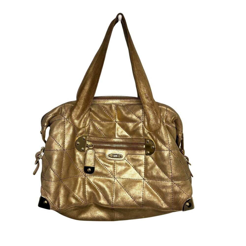 Rafe New York Quilted Metallic Good Distressed Leather Shoulder Bag
